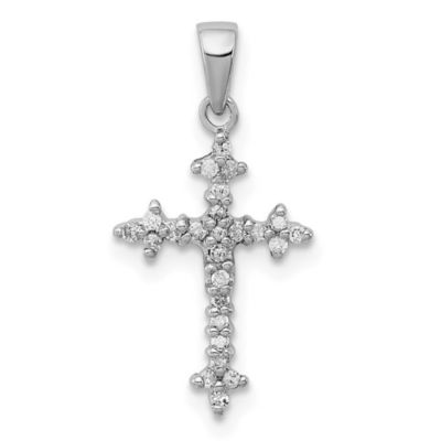1/10 ct. t.w. Diamond Cross Pendant in Rhodium-plated Sterling Silver
