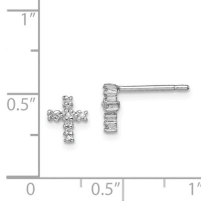 0.048 ct. t.w. Diamond Cross Post Earrings in Rhodium-plated Sterling Silver