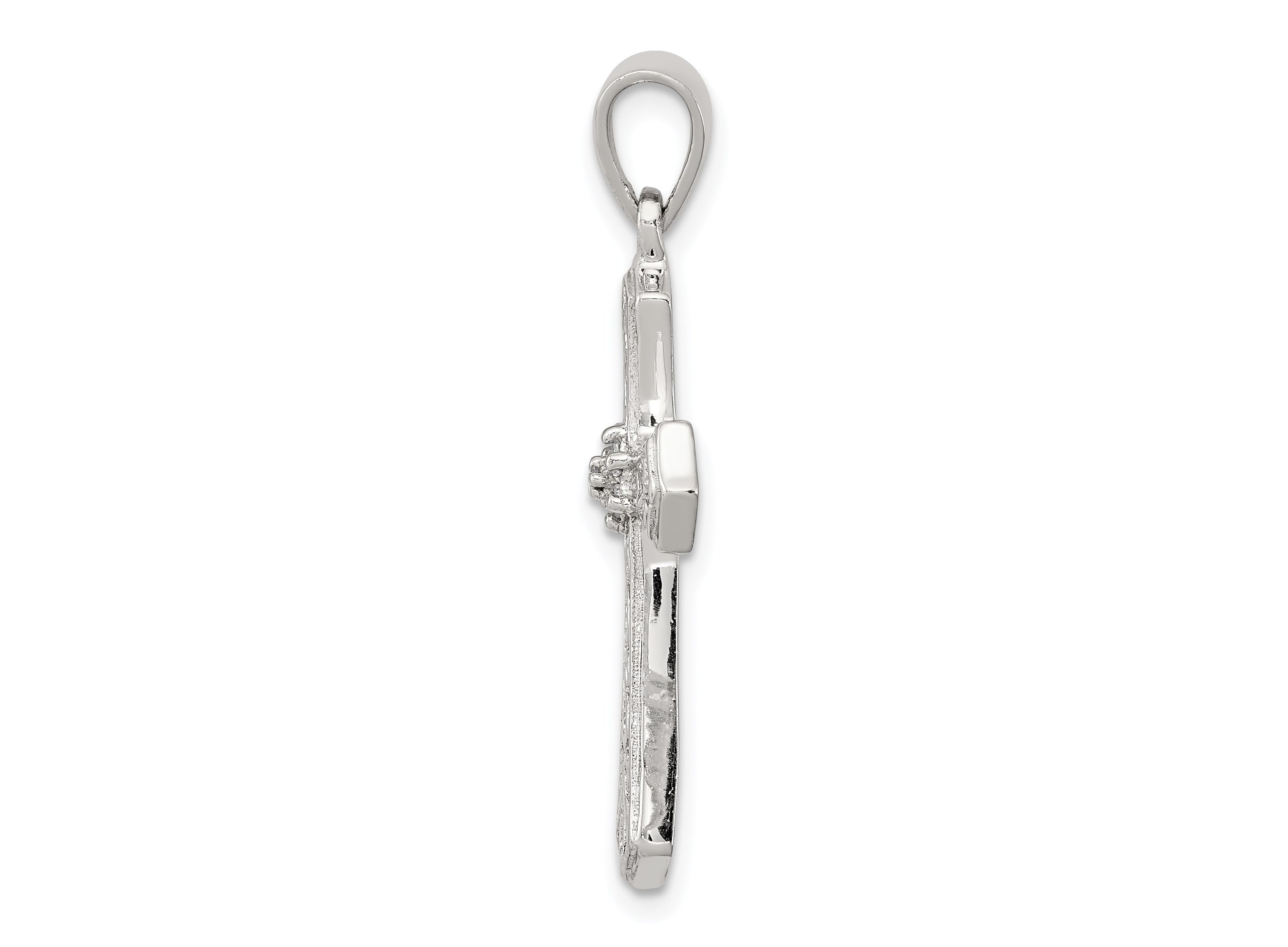 0.021 ct. t.w. Diamond Cross Pendant in Rhodium-plated Sterling Silver