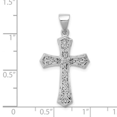 0.021 ct. t.w. Diamond Cross Pendant in Rhodium-plated Sterling Silver