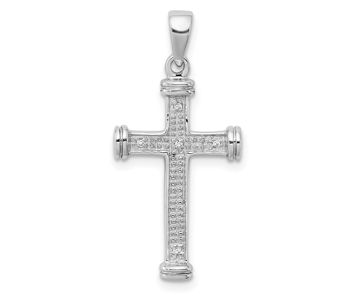 0.02 ct. t.w. Diamond Cross Pendant in Rhodium-plated Sterling Silver