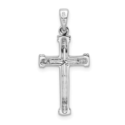 0.02 ct. t.w. Diamond Cross Pendant in Rhodium-plated Sterling Silver