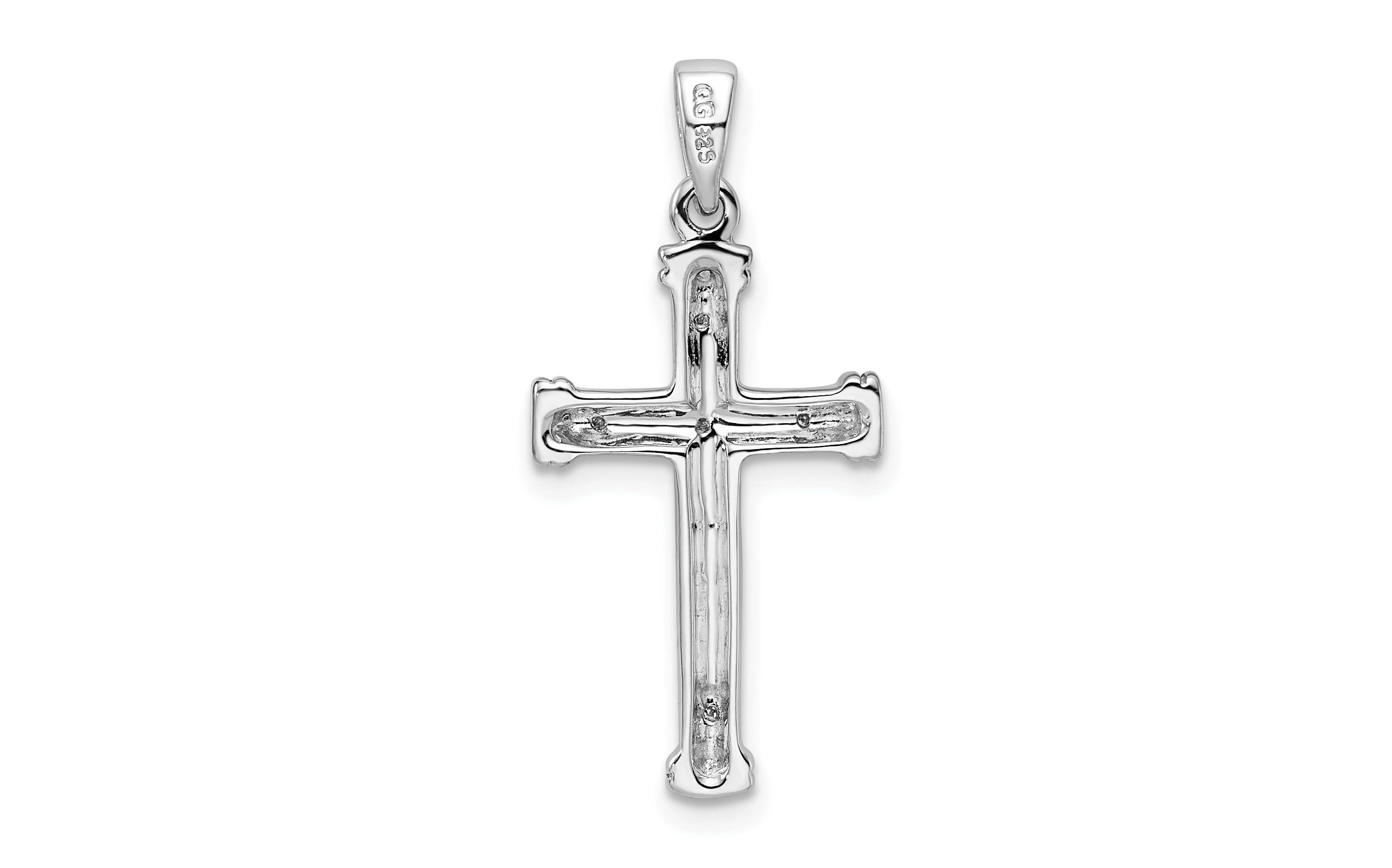 0.02 ct. t.w. Diamond Cross Pendant in Rhodium-plated Sterling Silver