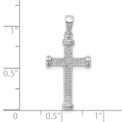 0.02 ct. t.w. Diamond Cross Pendant in Rhodium-plated Sterling Silver