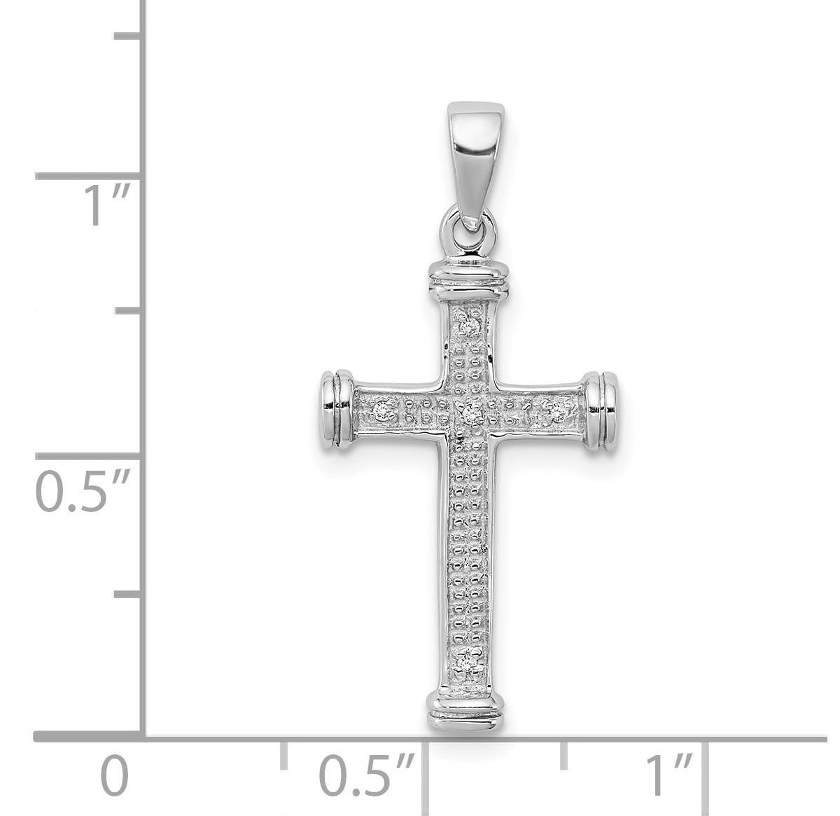 0.02 ct. t.w. Diamond Cross Pendant in Rhodium-plated Sterling Silver
