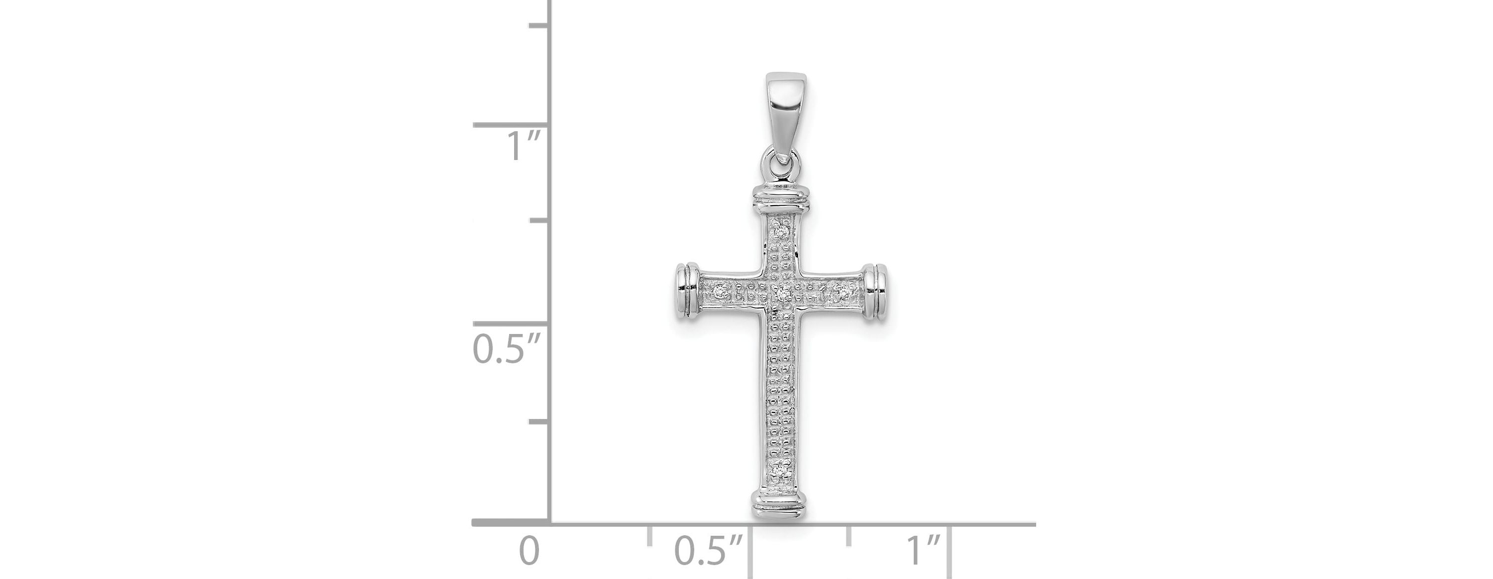 0.02 ct. t.w. Diamond Cross Pendant in Rhodium-plated Sterling Silver
