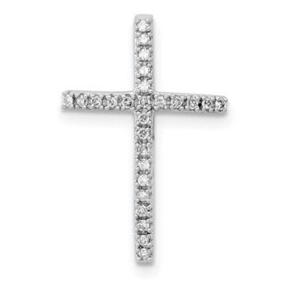 1/10 ct. t.w. Diamond Cross Chain Slide Pendant in Rhodium-plated Sterling Silver