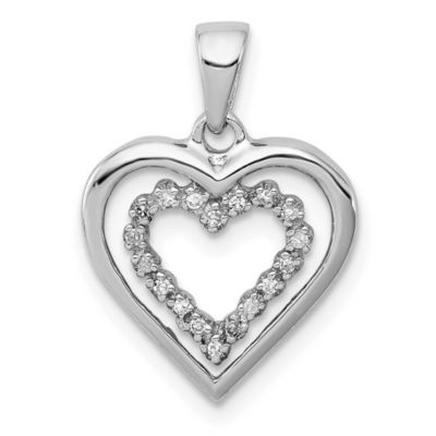 0.072 ct. t.w. Diamond Heart Pendant in Rhodium-plated Sterling Silver