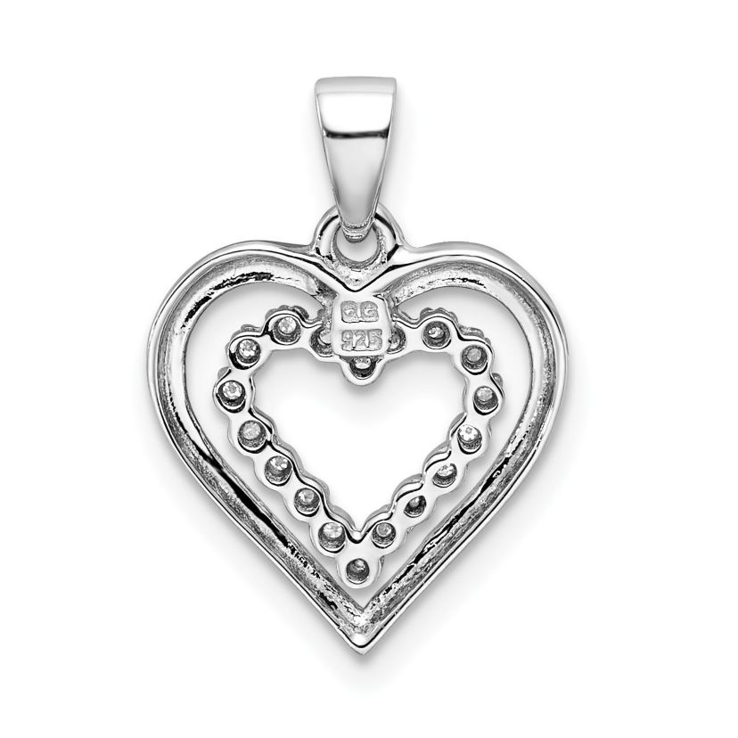 0.072 ct. t.w. Diamond Heart Pendant in Rhodium-plated Sterling Silver