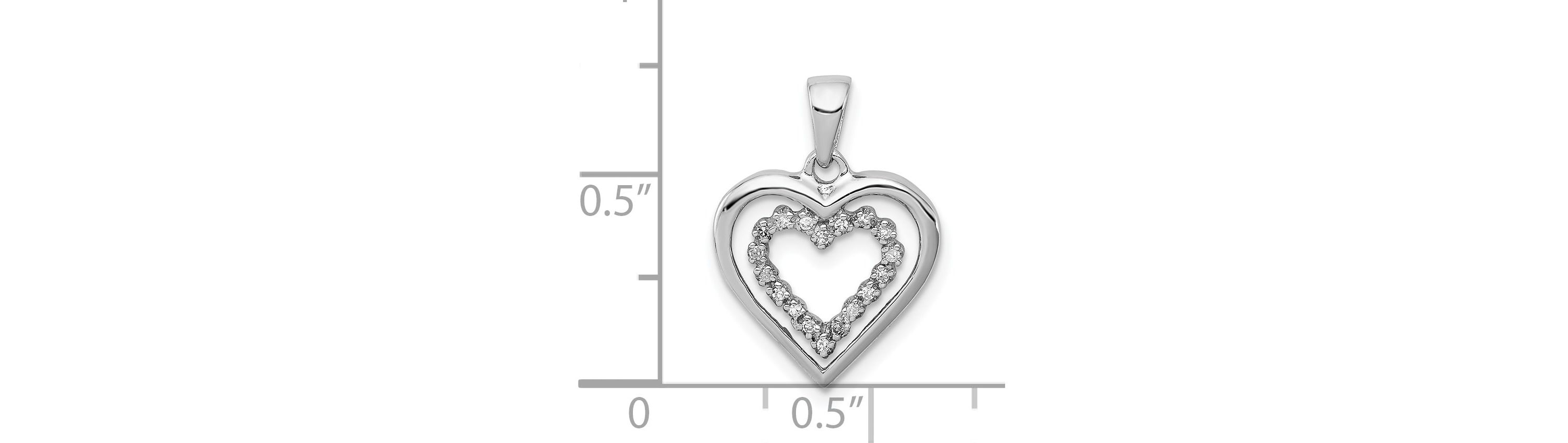 0.072 ct. t.w. Diamond Heart Pendant in Rhodium-plated Sterling Silver