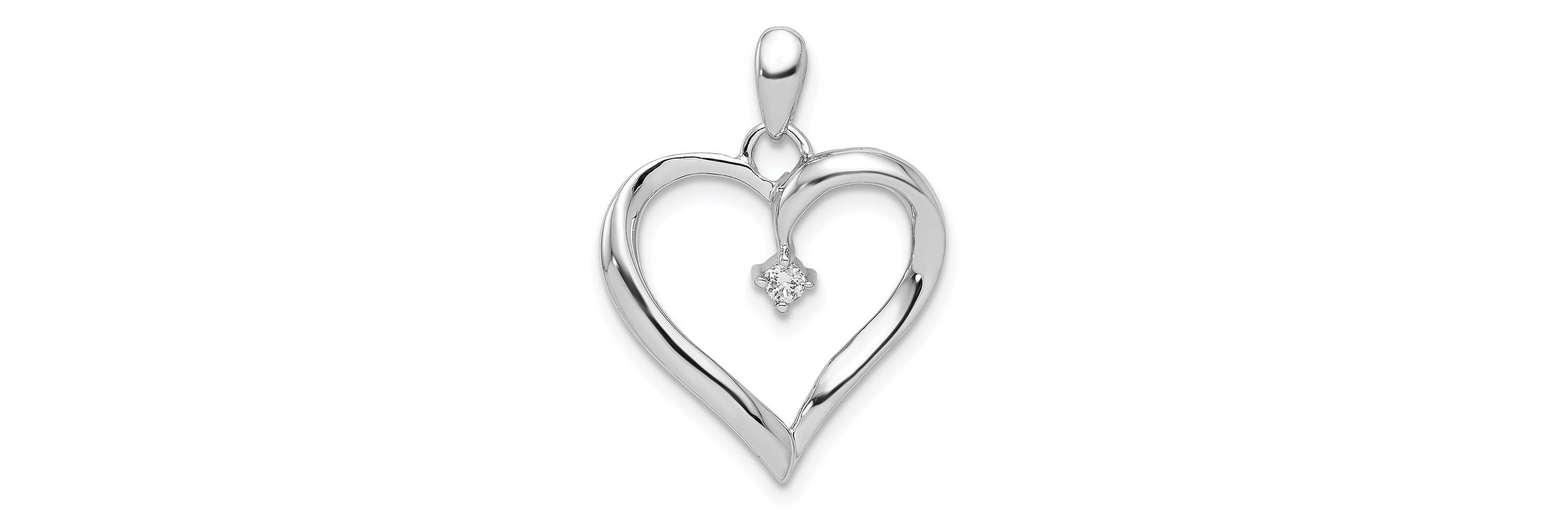 0.052 ct. t.w. Diamond Heart Pendant in Rhodium-plated Sterling Silver