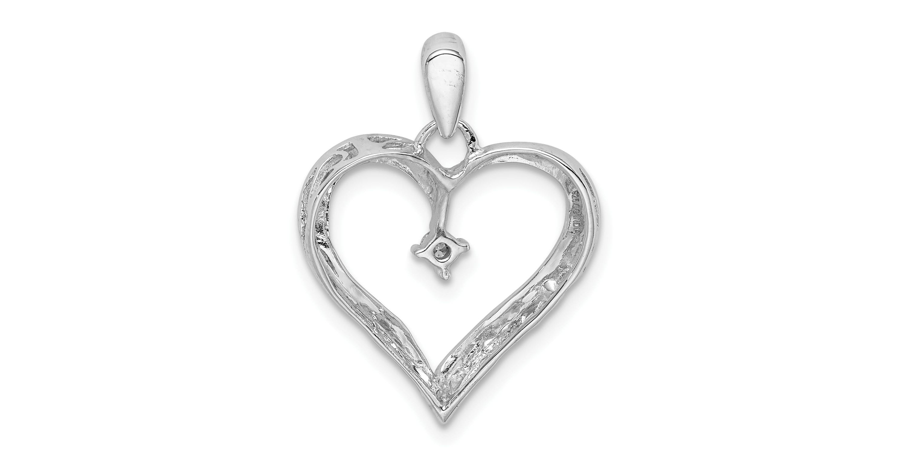 0.052 ct. t.w. Diamond Heart Pendant in Rhodium-plated Sterling Silver