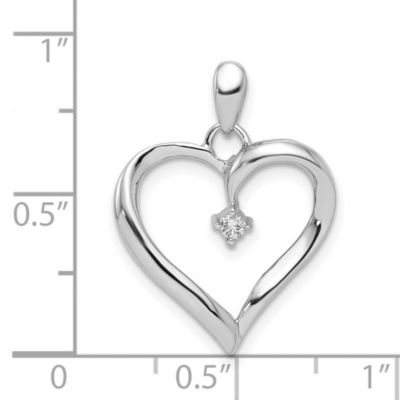 0.052 ct. t.w. Diamond Heart Pendant in Rhodium-plated Sterling Silver