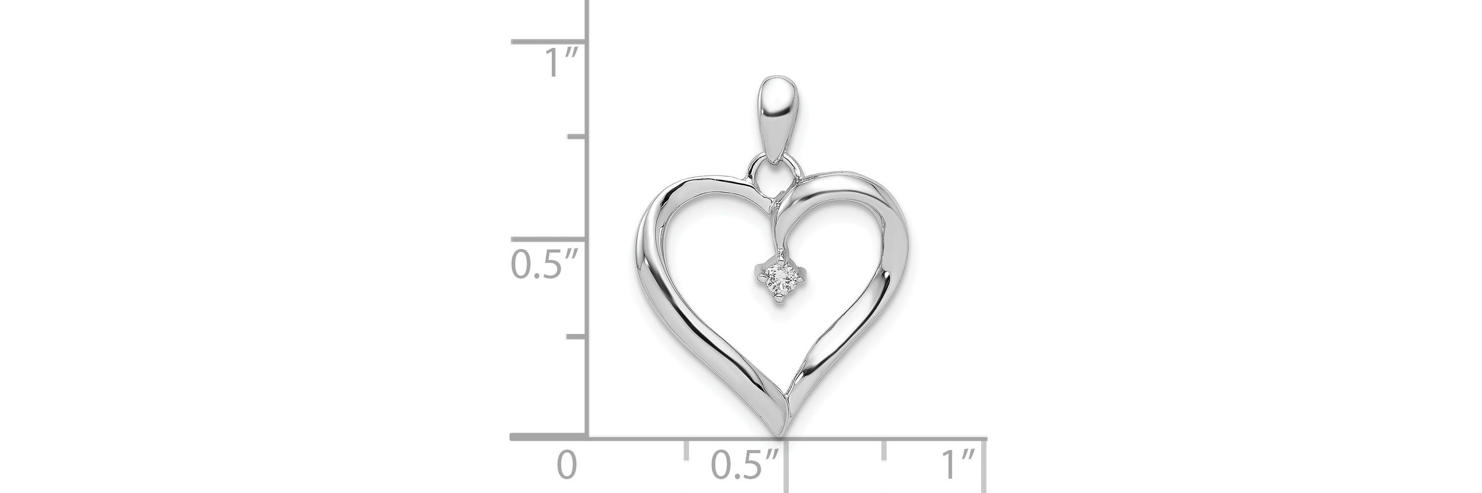 0.052 ct. t.w. Diamond Heart Pendant in Rhodium-plated Sterling Silver
