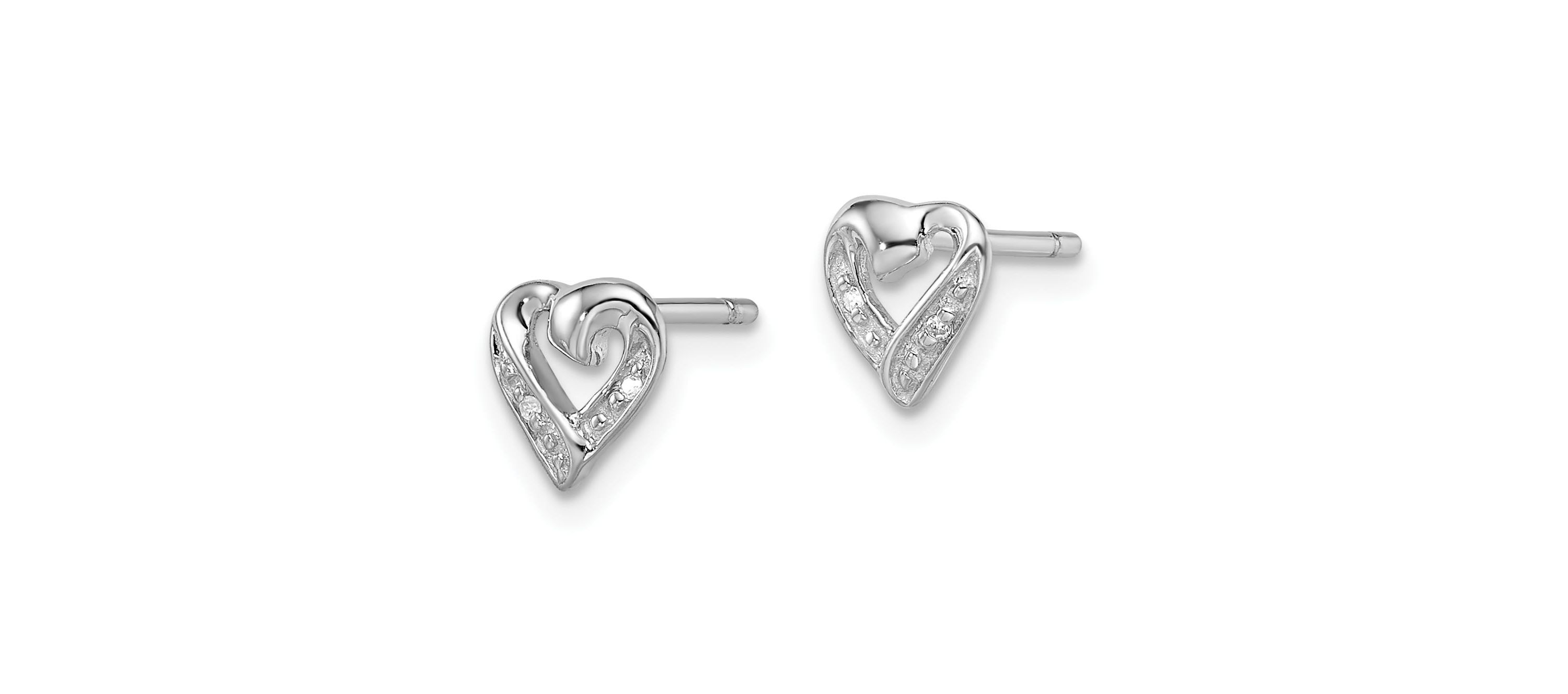 0.012 ct. t.w. Diamond Heart Post Earrings in Rhodium-plated Sterling Silver