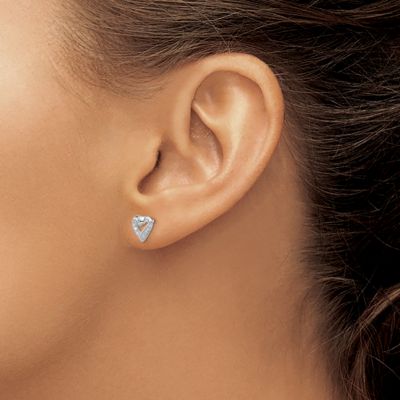 0.012 ct. t.w. Diamond Heart Post Earrings in Rhodium-plated Sterling Silver