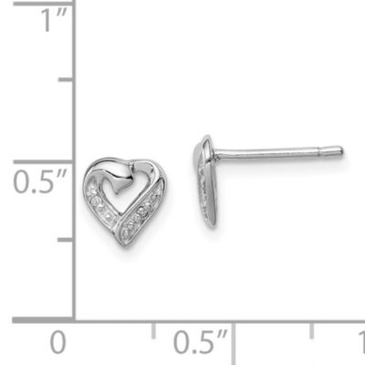 0.012 ct. t.w. Diamond Heart Post Earrings in Rhodium-plated Sterling Silver