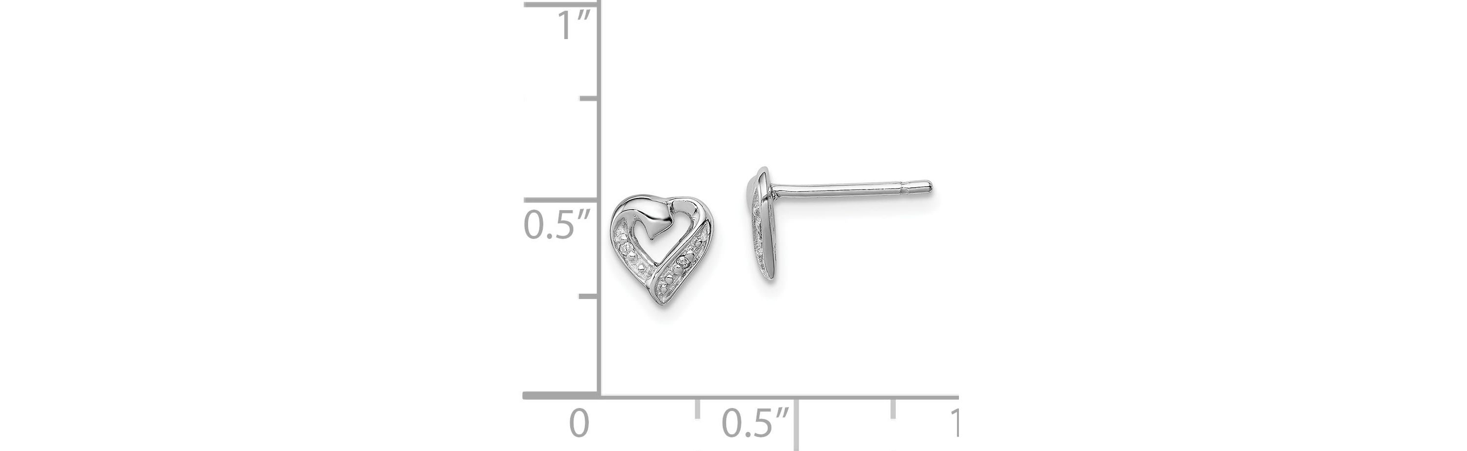 0.012 ct. t.w. Diamond Heart Post Earrings in Rhodium-plated Sterling Silver