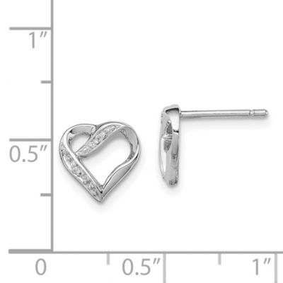 0.012 ct. t.w. Diamond Heart Post Earrings in Rhodium-plated Sterling Silver