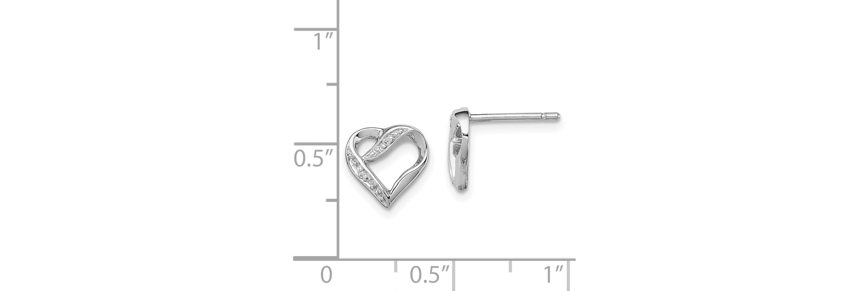 0.012 ct. t.w. Diamond Heart Post Earrings in Rhodium-plated Sterling Silver