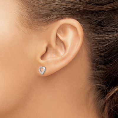 0.01 ct. t.w. Diamond Heart Post Earrings in Rhodium-plated Sterling Silver