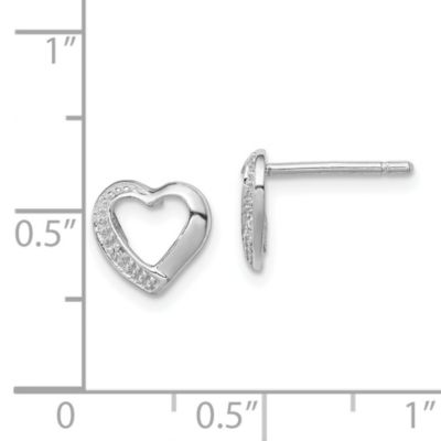 0.01 ct. t.w. Diamond Heart Post Earrings in Rhodium-plated Sterling Silver