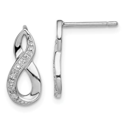 Belk & Co 0.02 ct. t.w. Diamond Post Earrings in Rhodium-plated Sterling Silver, White