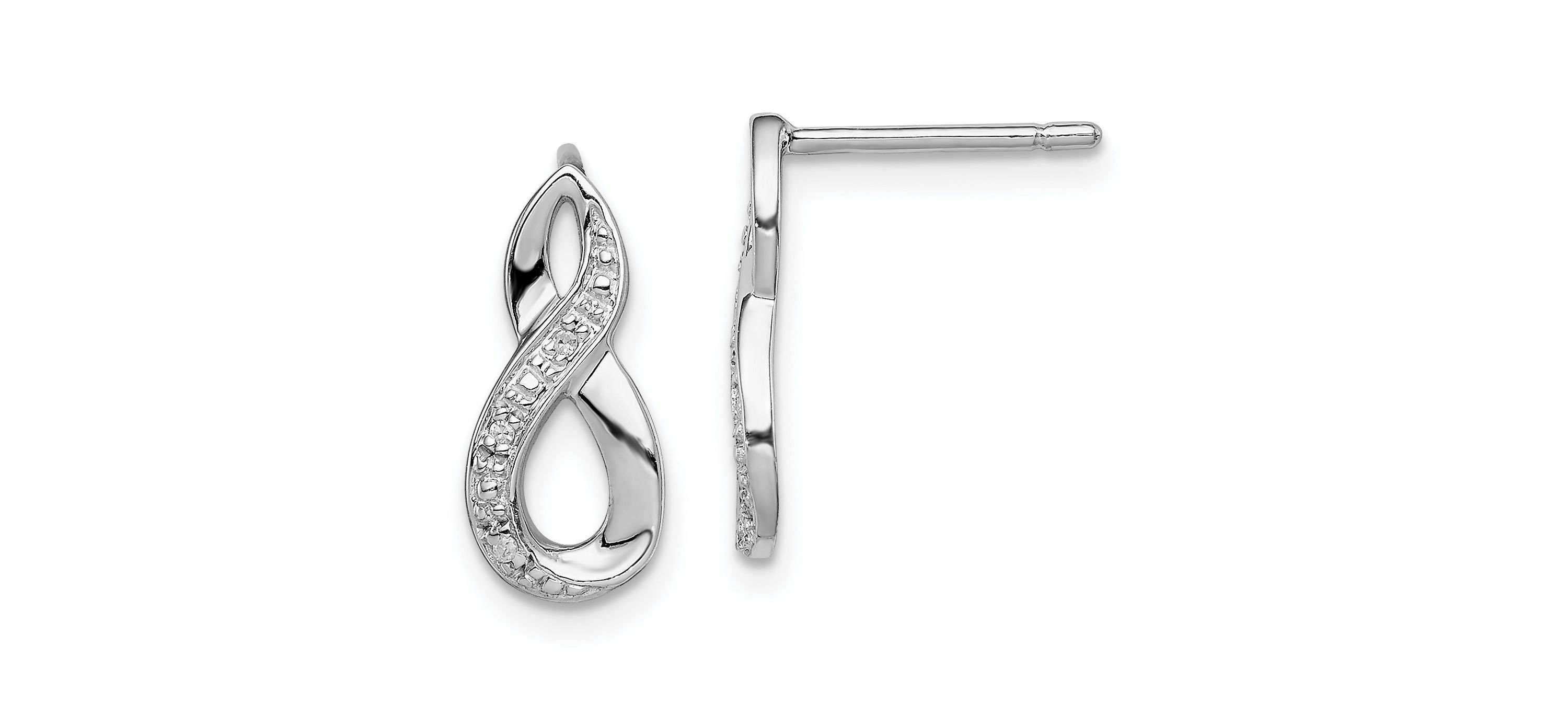 0.02 ct. t.w. Diamond Post Earrings in Rhodium-plated Sterling Silver