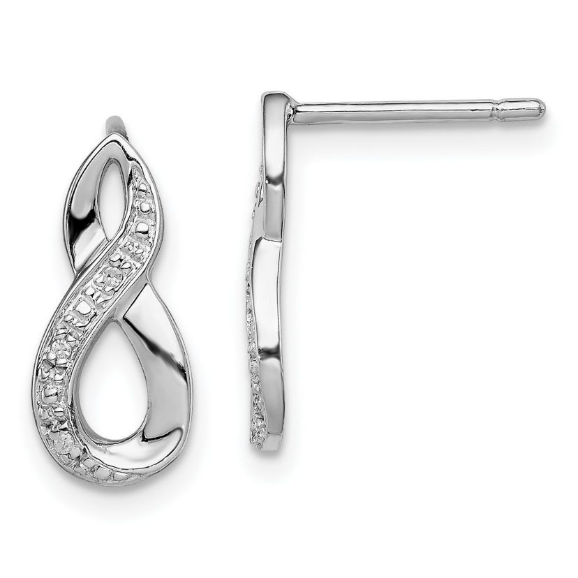 0.02 ct. t.w. Diamond Post Earrings in Rhodium-plated Sterling Silver