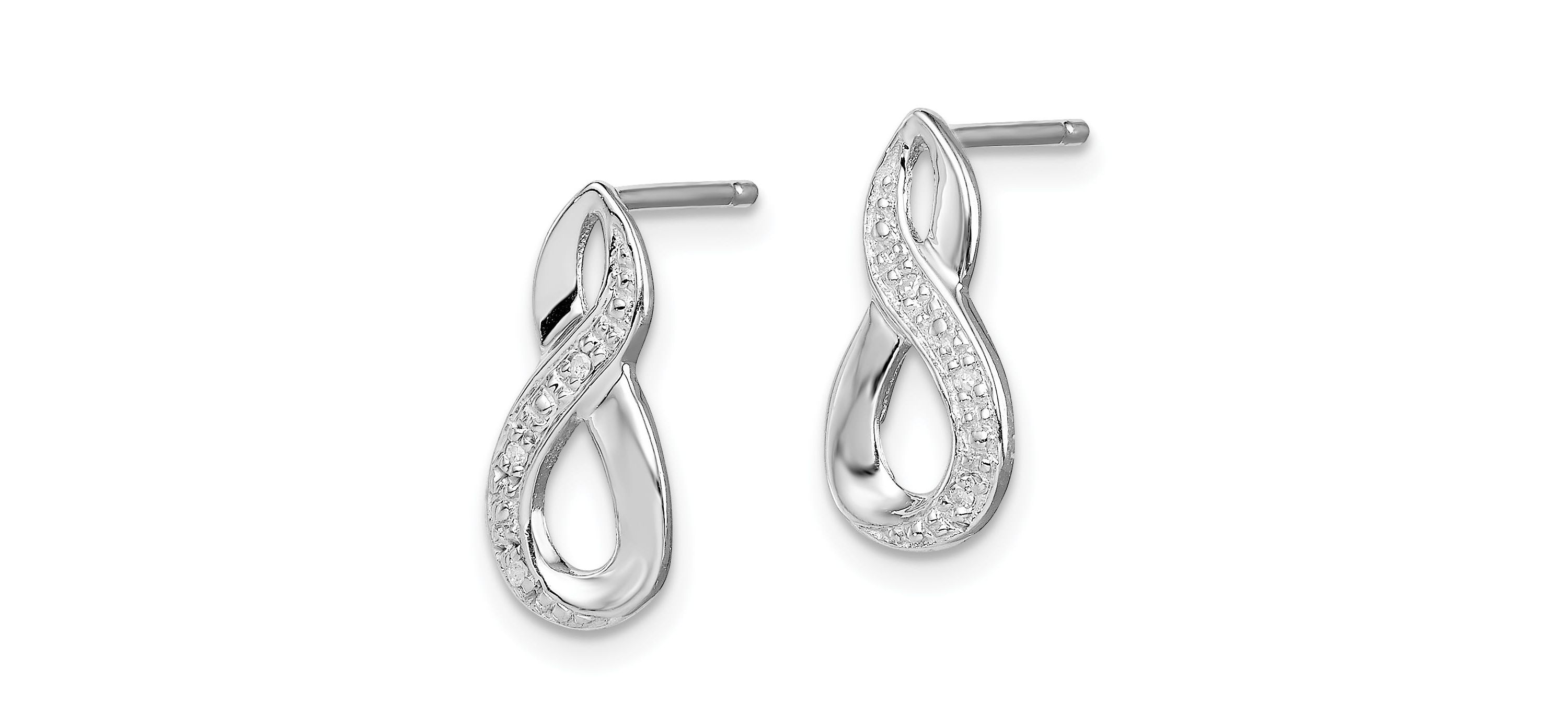 0.02 ct. t.w. Diamond Post Earrings in Rhodium-plated Sterling Silver