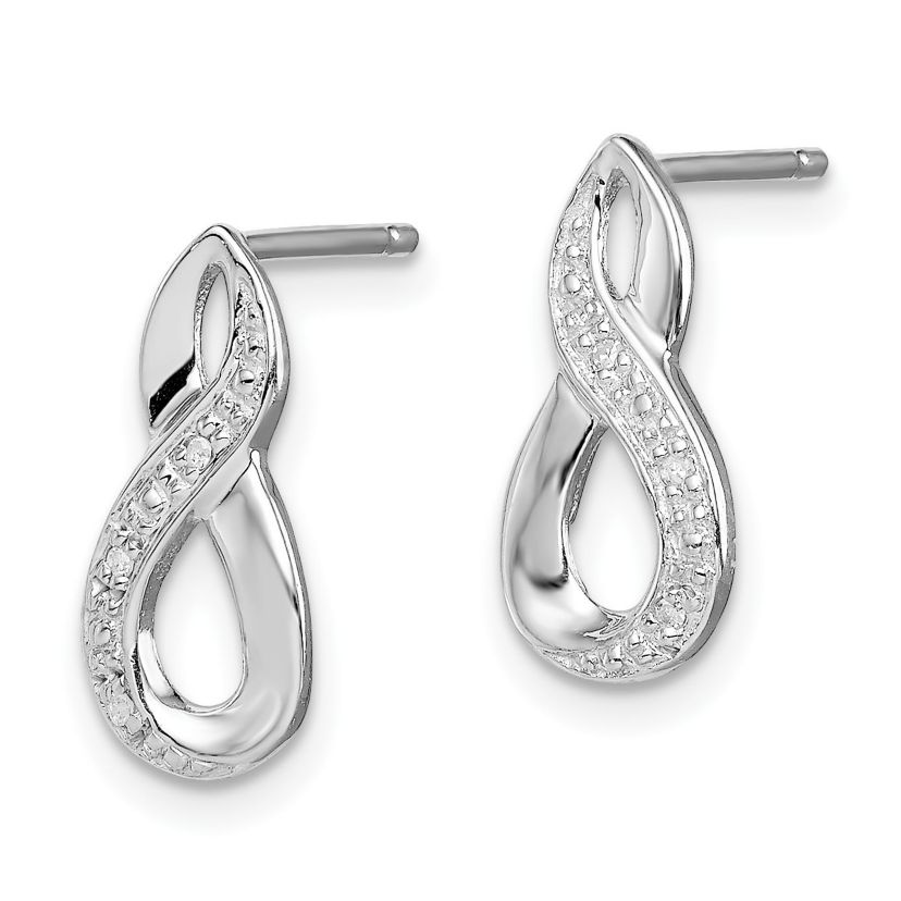0.02 ct. t.w. Diamond Post Earrings in Rhodium-plated Sterling Silver