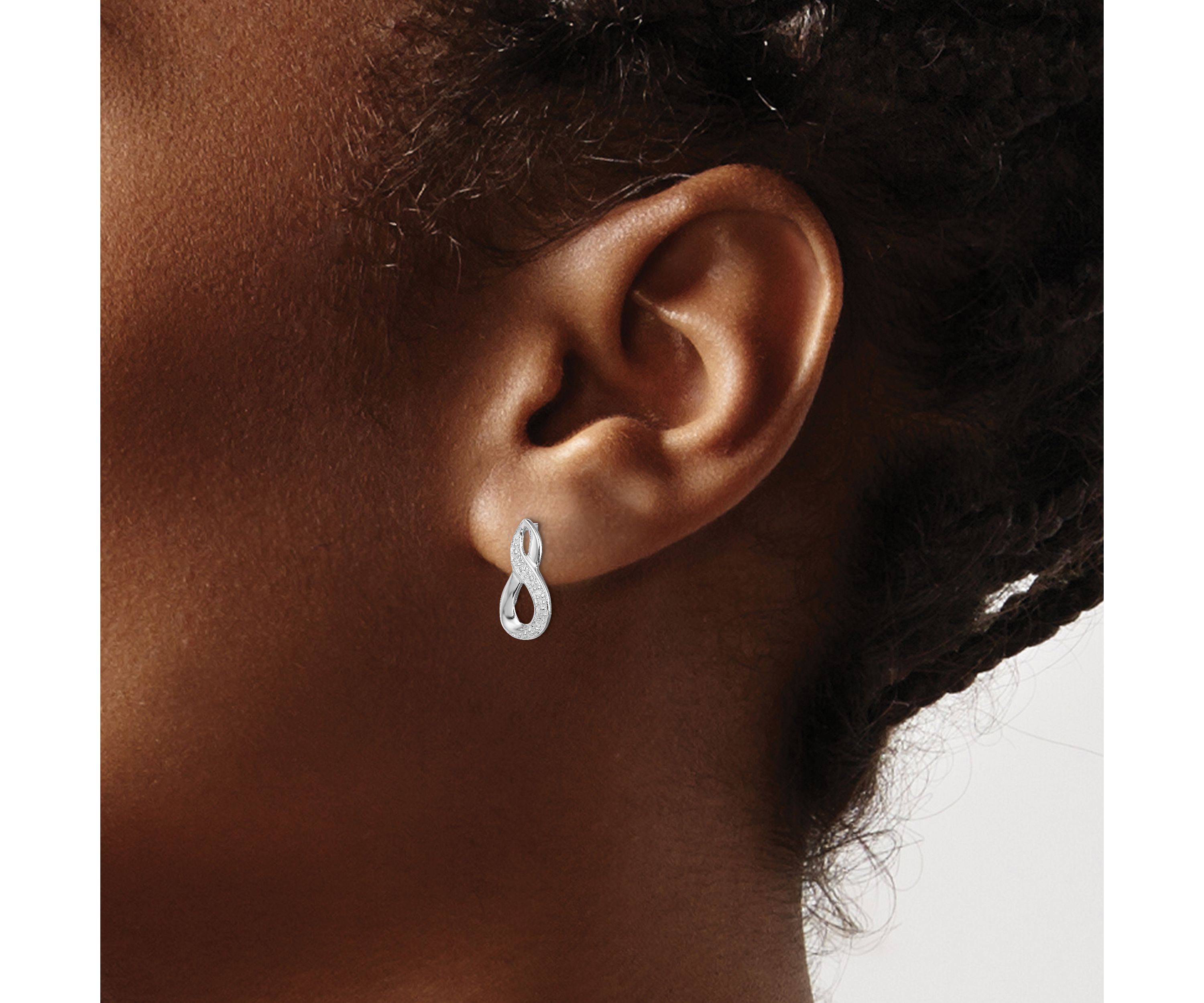 0.02 ct. t.w. Diamond Post Earrings in Rhodium-plated Sterling Silver