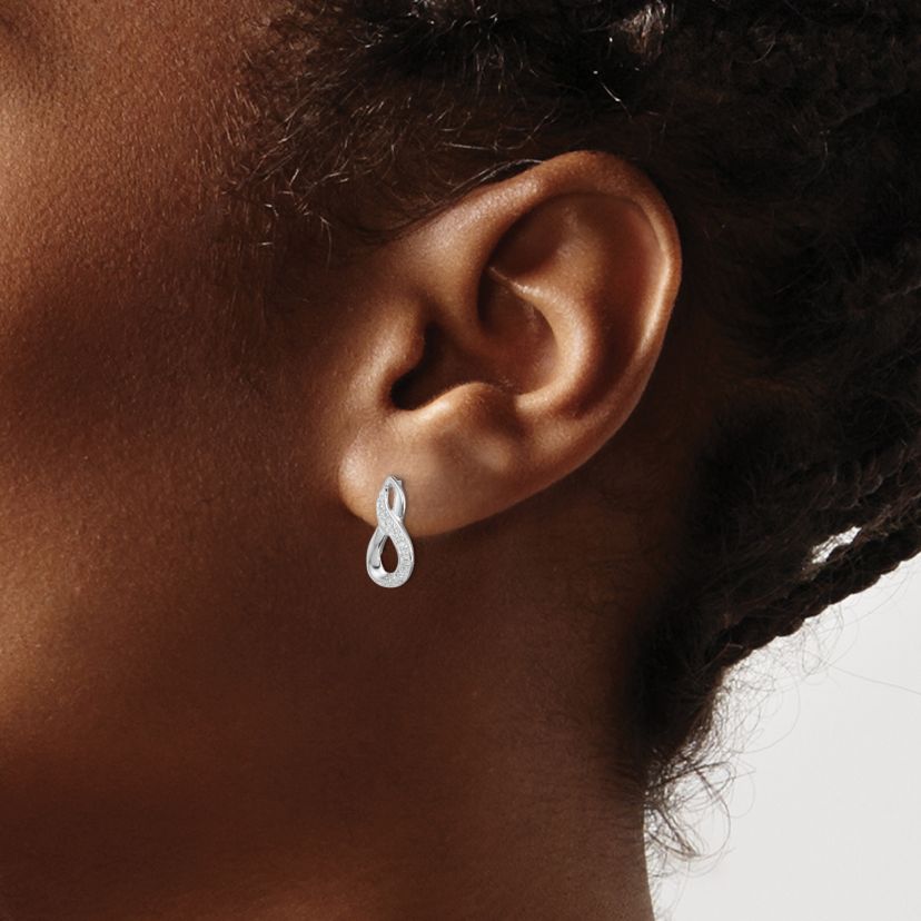 0.02 ct. t.w. Diamond Post Earrings in Rhodium-plated Sterling Silver