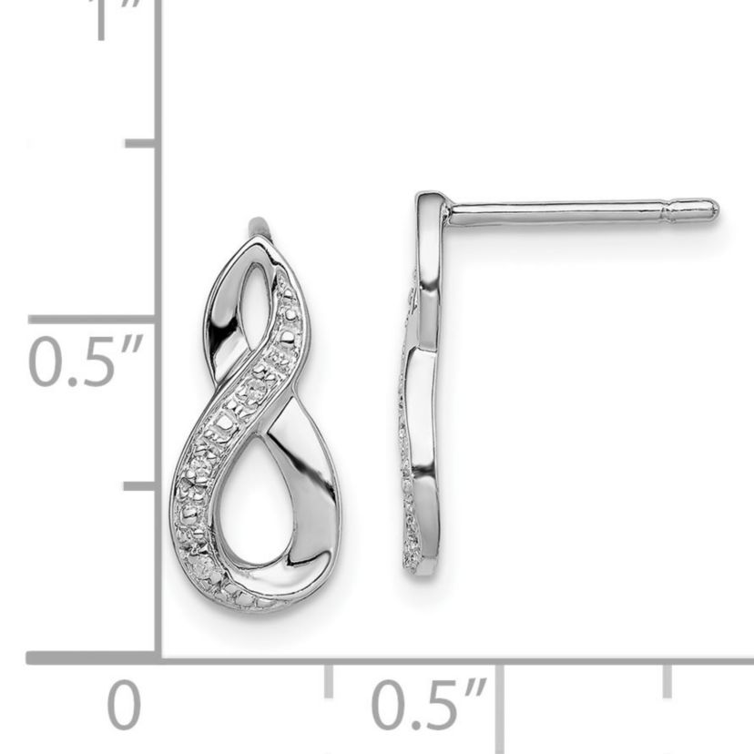 0.02 ct. t.w. Diamond Post Earrings in Rhodium-plated Sterling Silver