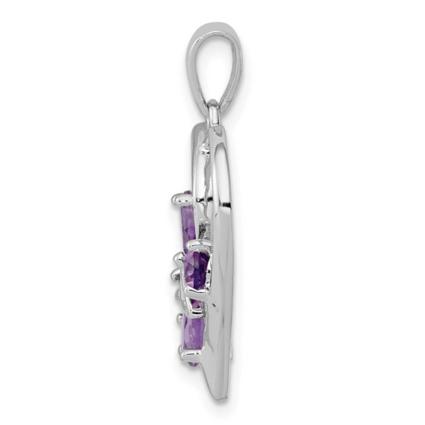 3/4 ct. t.w. Amethyst and 0.003 ct. t.w. Diamond Butterfly Heart Pendant in Rhodium-plated Sterling Silver