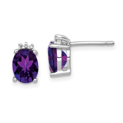 Belk & Co 2.5 ct. t.w. Amethyst and Diamond Accent Post Earrings in Rhodium-plated Sterling Silver, Purple