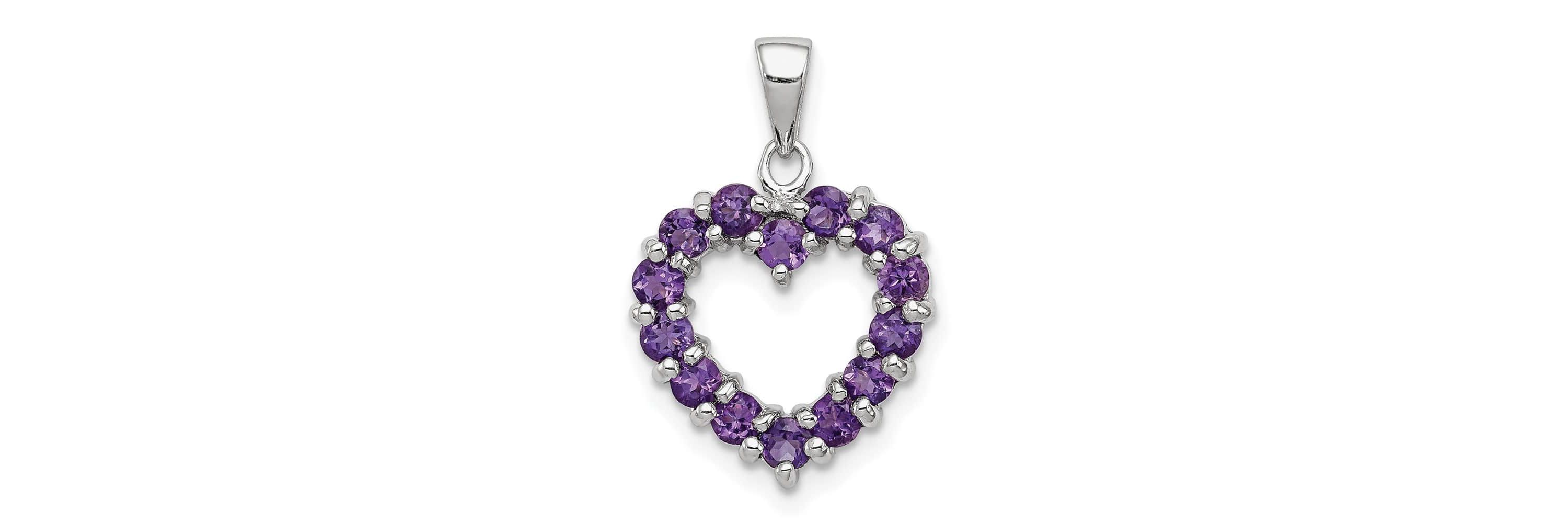 0.98 ct. t.w. Amethyst Heart Pendant in Rhodium-plated Sterling Silver