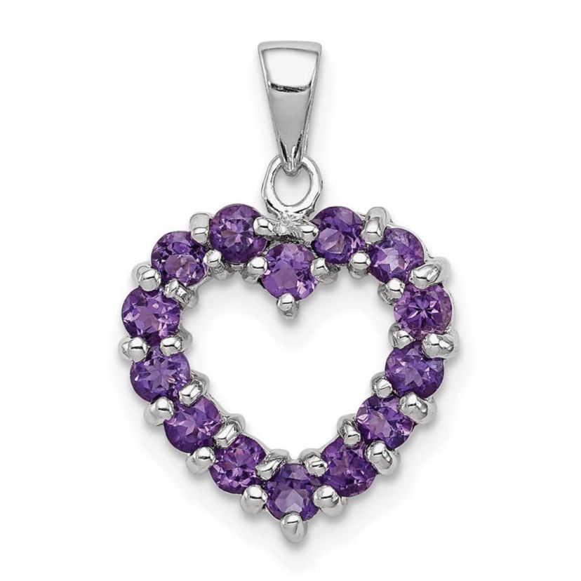 0.98 ct. t.w. Amethyst Heart Pendant in Rhodium-plated Sterling Silver