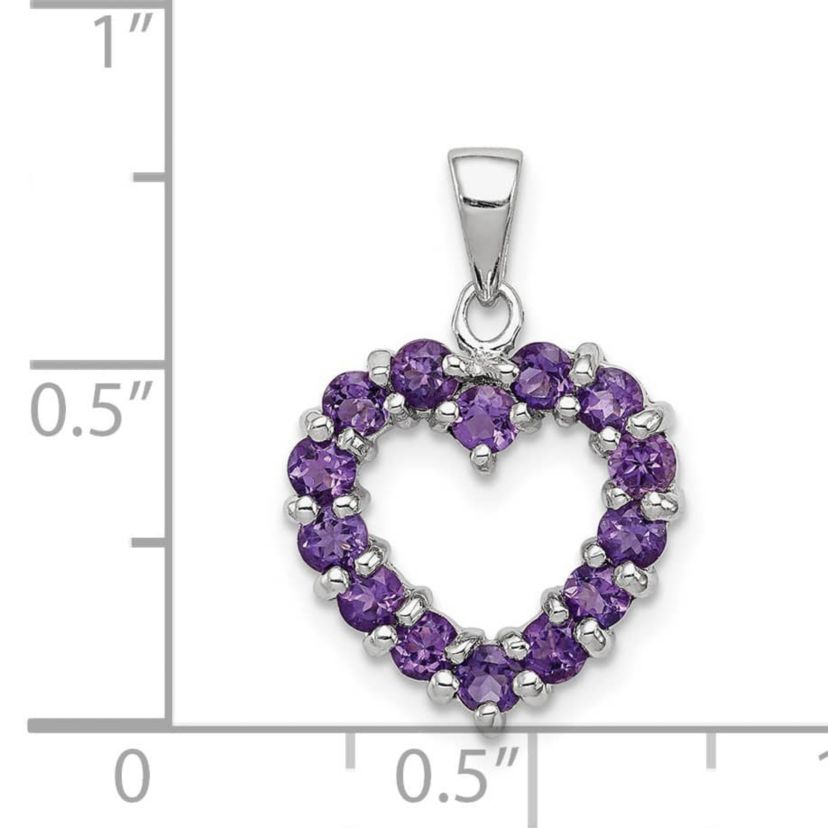 0.98 ct. t.w. Amethyst Heart Pendant in Rhodium-plated Sterling Silver