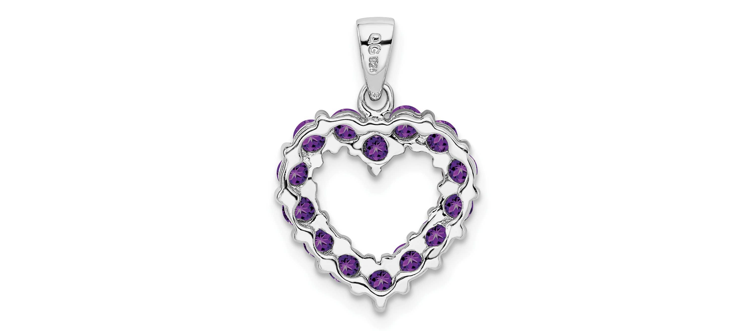 0.98 ct. t.w. Amethyst Heart Pendant in Rhodium-plated Sterling Silver