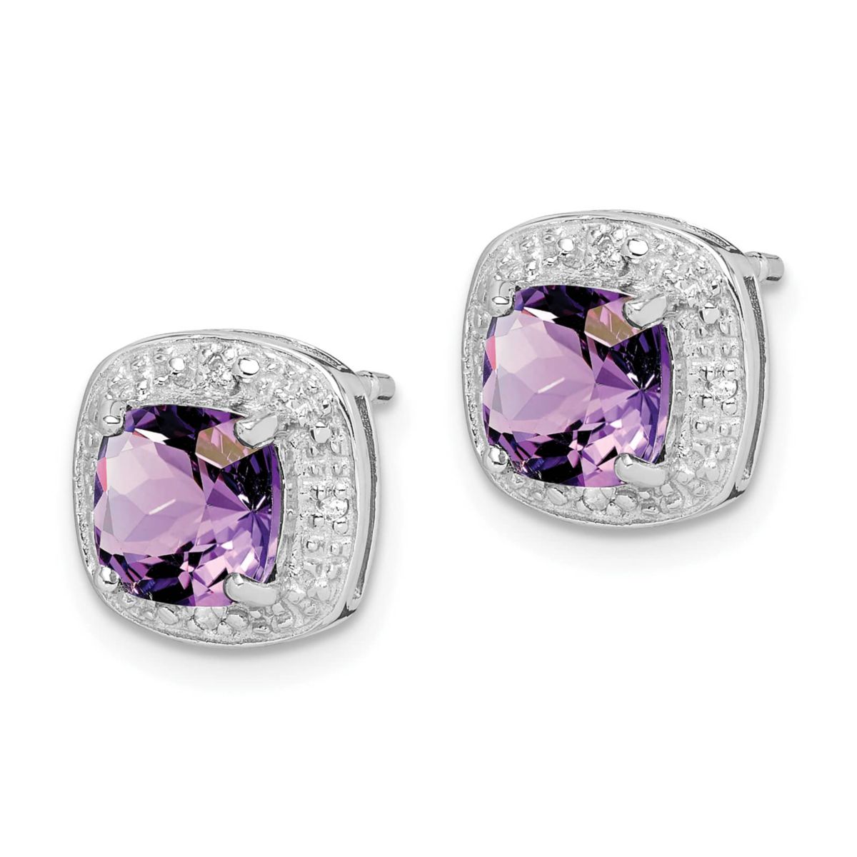 1.8 ct. t.w. Amethyst and Diamond Accent Post Earrings in Rhodium-plated Sterling Silver