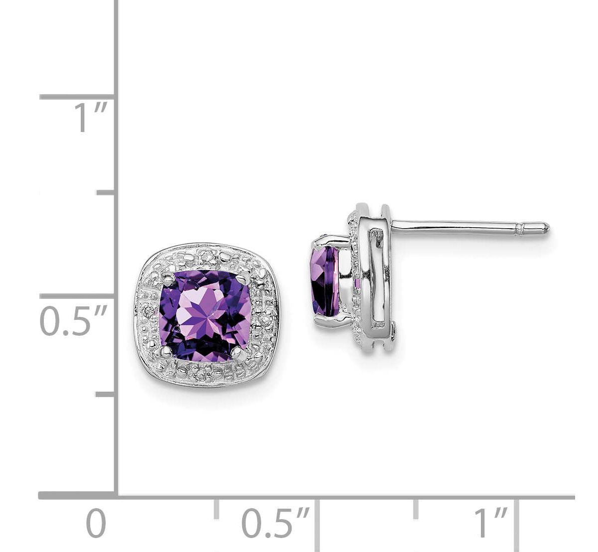 1.8 ct. t.w. Amethyst and Diamond Accent Post Earrings in Rhodium-plated Sterling Silver