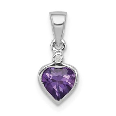 Belk & Co 3/4 ct. t.w. Amethyst and 0.011 ct. t.w. Diamond Pendant in Rhodium-plated Sterling Silver, White
