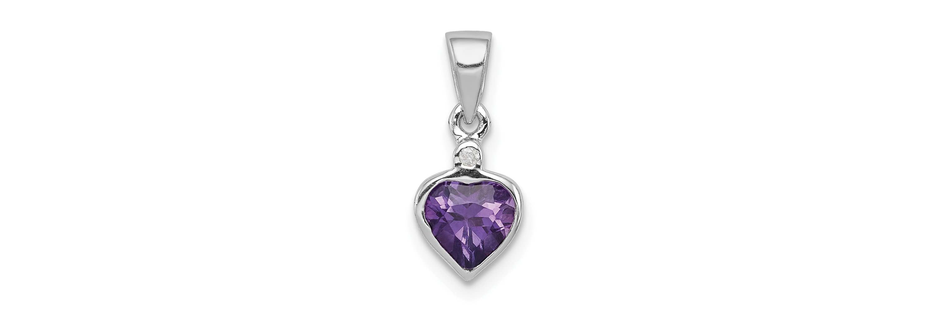3/4 ct. t.w. Amethyst and 0.011 ct. t.w. Diamond Pendant in Rhodium-plated Sterling Silver