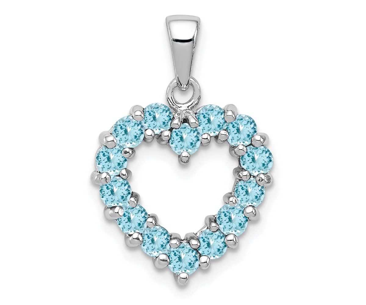 0.98 ct. t.w. Light Swiss Blue Topaz Heart Pendant in Rhodium-plated Sterling Silver