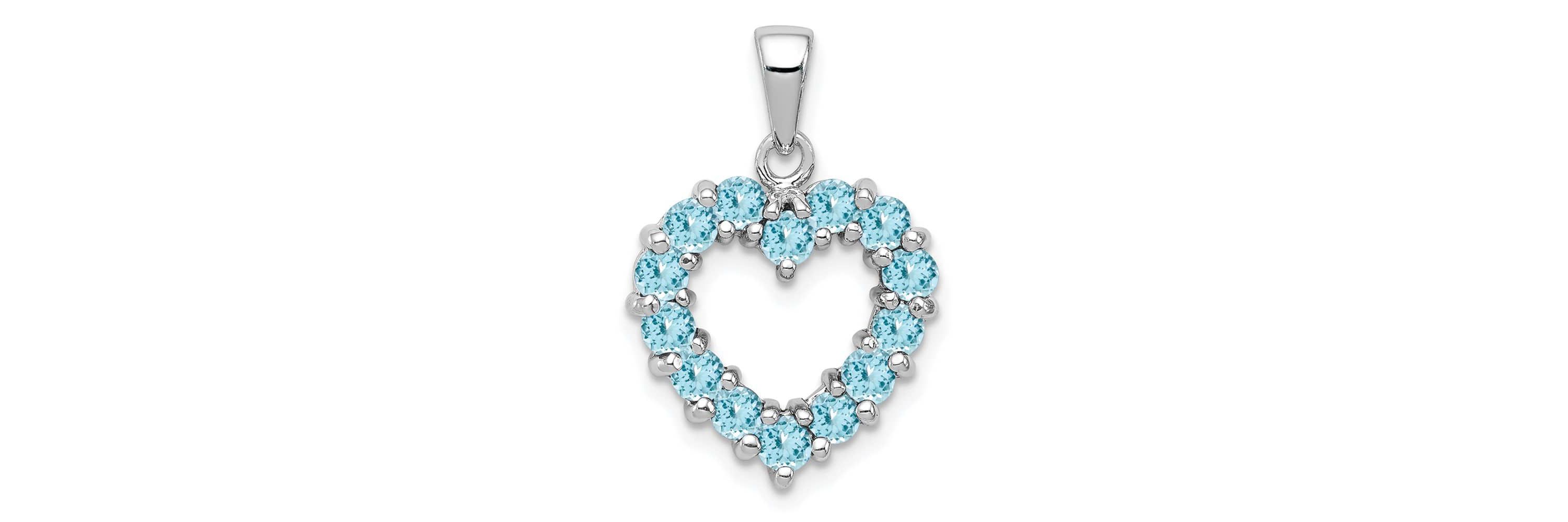 0.98 ct. t.w. Light Swiss Blue Topaz Heart Pendant in Rhodium-plated Sterling Silver