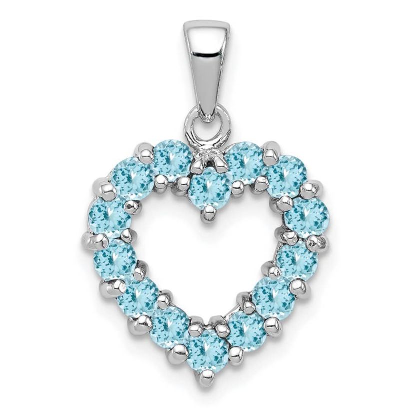 0.98 ct. t.w. Light Swiss Blue Topaz Heart Pendant in Rhodium-plated Sterling Silver