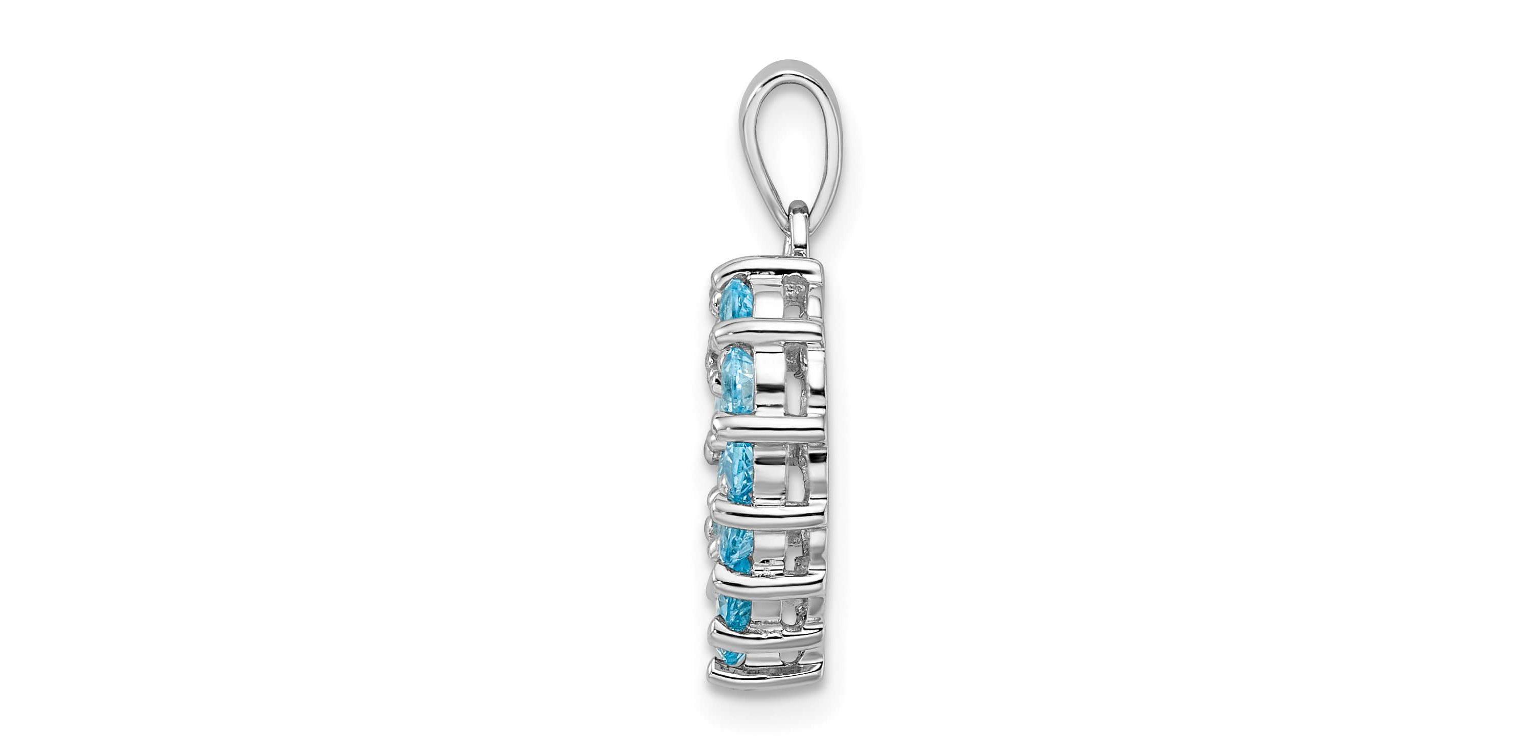 0.98 ct. t.w. Light Swiss Blue Topaz Heart Pendant in Rhodium-plated Sterling Silver