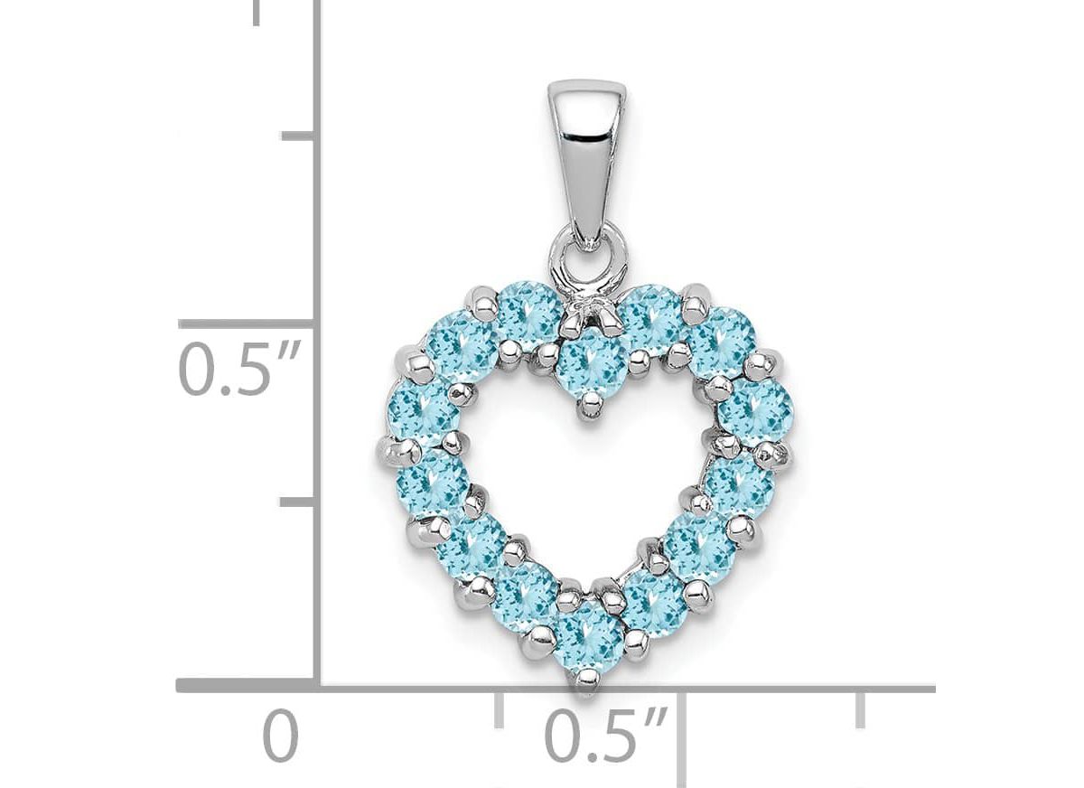0.98 ct. t.w. Light Swiss Blue Topaz Heart Pendant in Rhodium-plated Sterling Silver