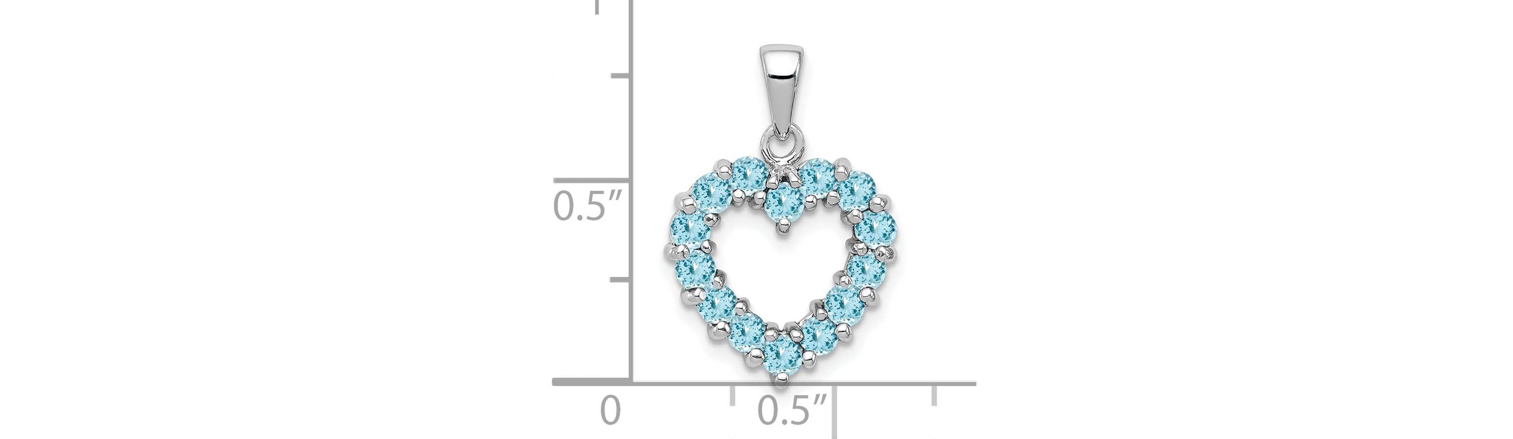 0.98 ct. t.w. Light Swiss Blue Topaz Heart Pendant in Rhodium-plated Sterling Silver